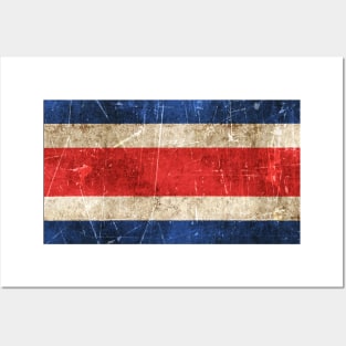 Vintage Aged and Scratched Costa Rican Flag Posters and Art